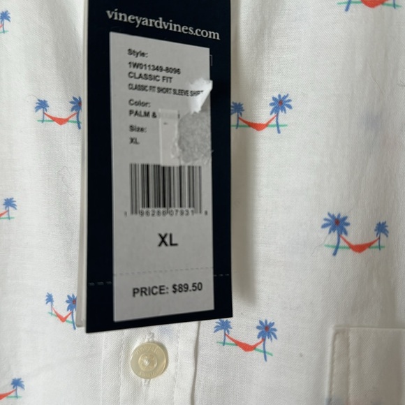 Men’s vineyard vines, classic fit short sleeve shirt, palm, and hammock XL NWT - Picture 6 of 6